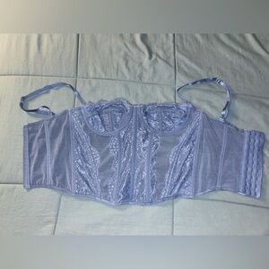 Elegant Lace Women's Corset Top in Blue